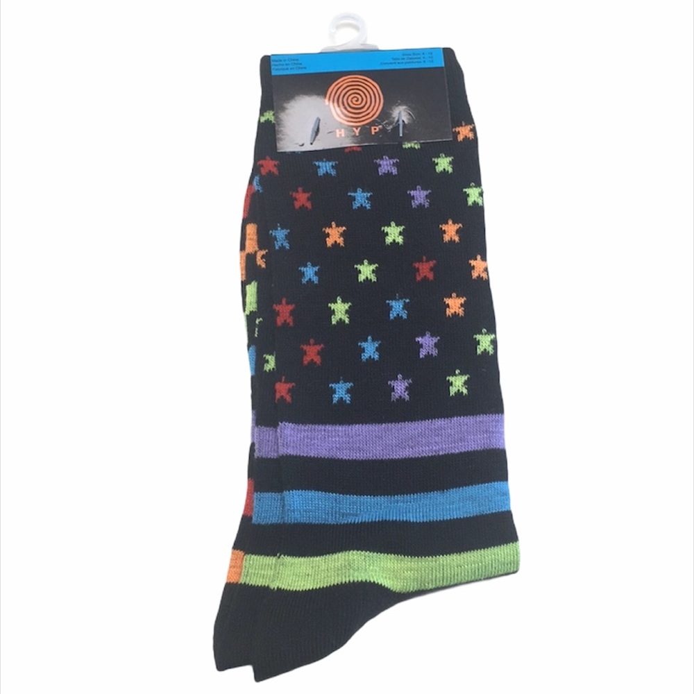 HYP Stars and Stripes Crew Socks, Black, Rainbow